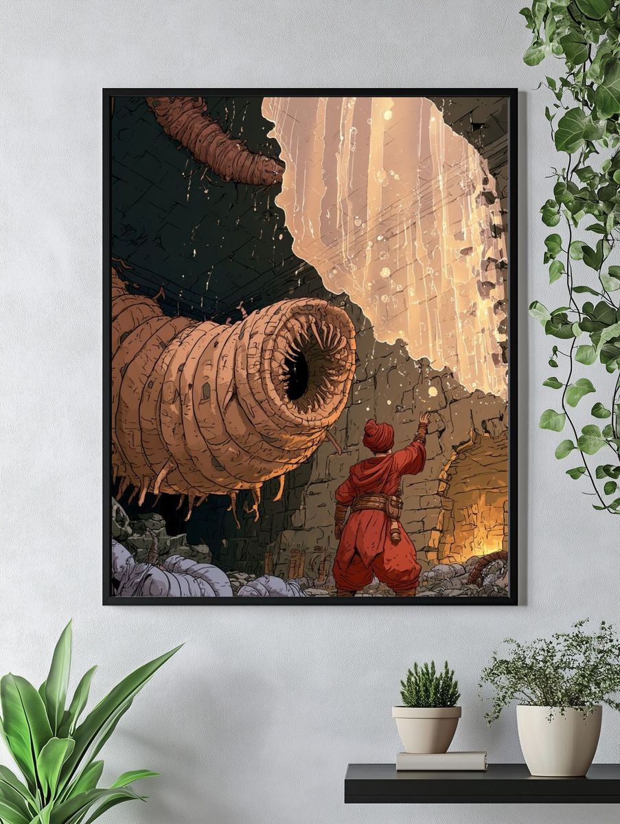 Fantasy Cave Explorer Illustration Poster. — room view 4