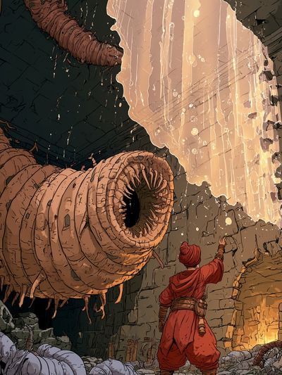 Fantasy Cave Explorer Illustration Poster. poster