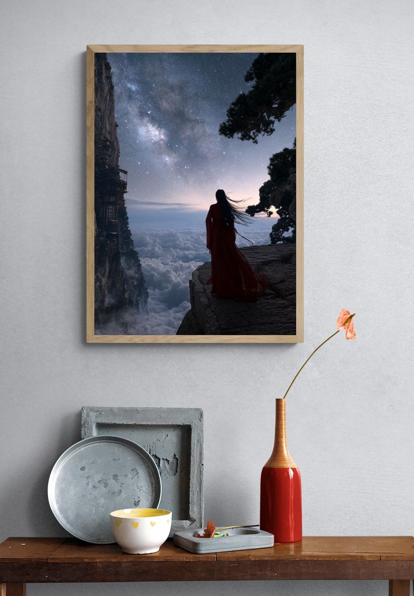 Celestial Cliff Wanderer Print. — room view 3