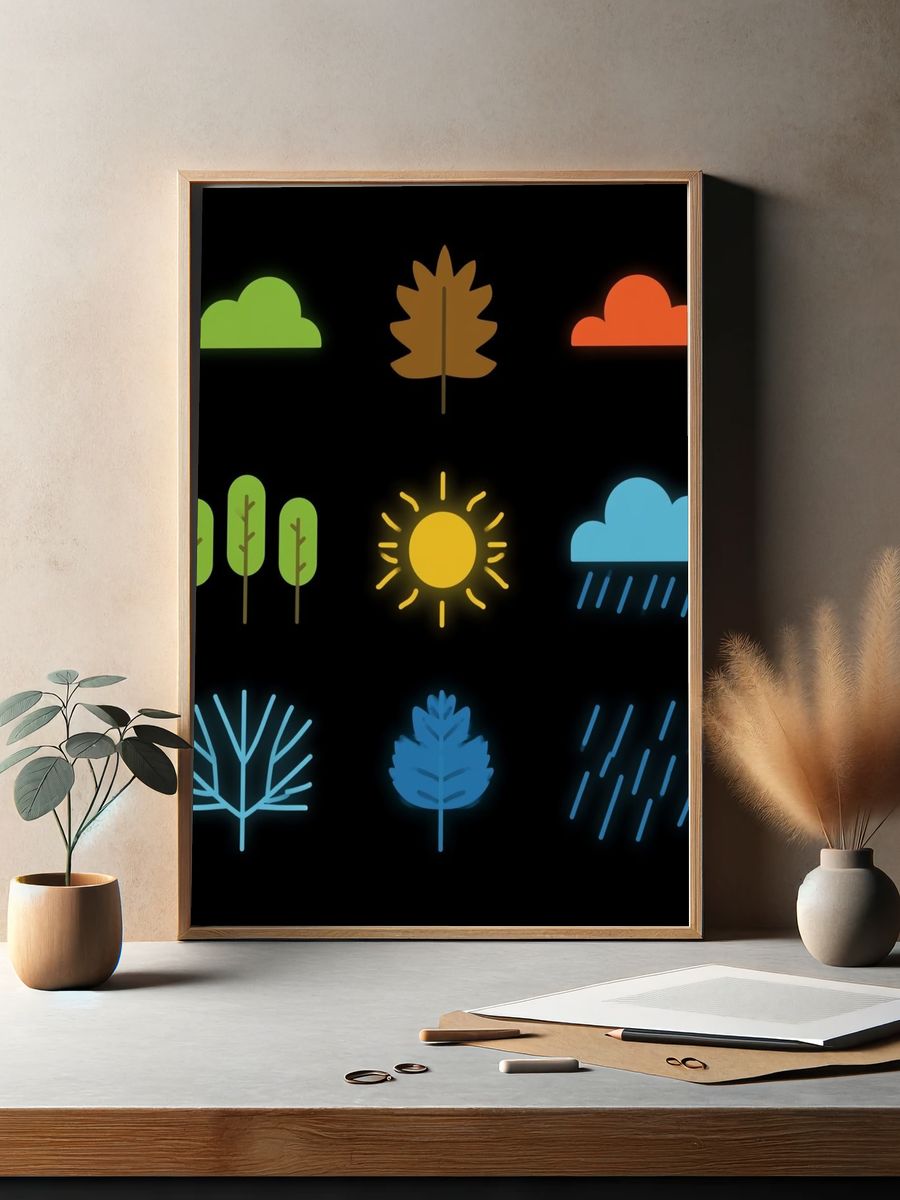 Seasonal Nature Icons Poster. — room view 2