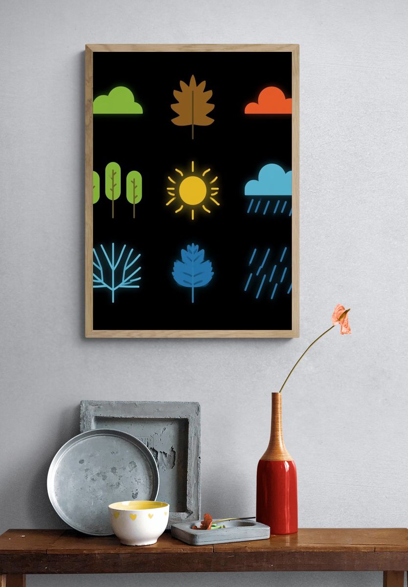 Seasonal Nature Icons Poster. — room view 3