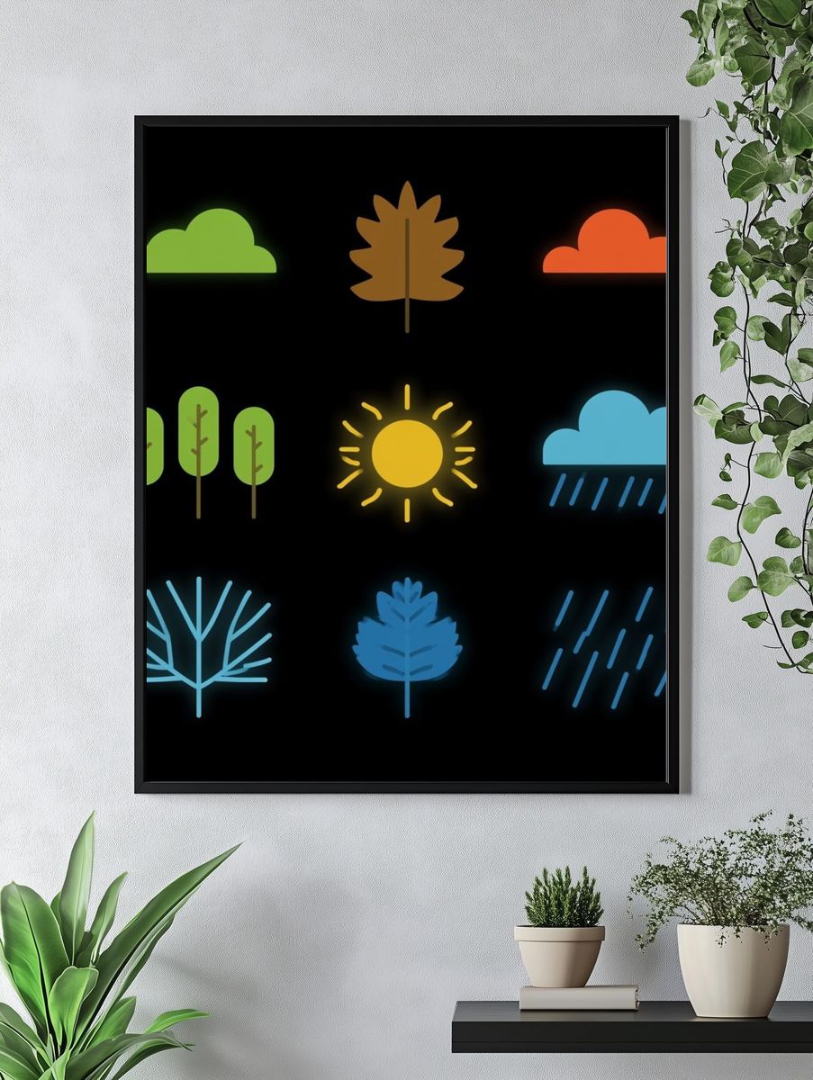 Seasonal Nature Icons Poster. — room view 4