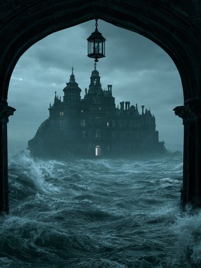 Stormy Seaside Castle Fantasy Print.