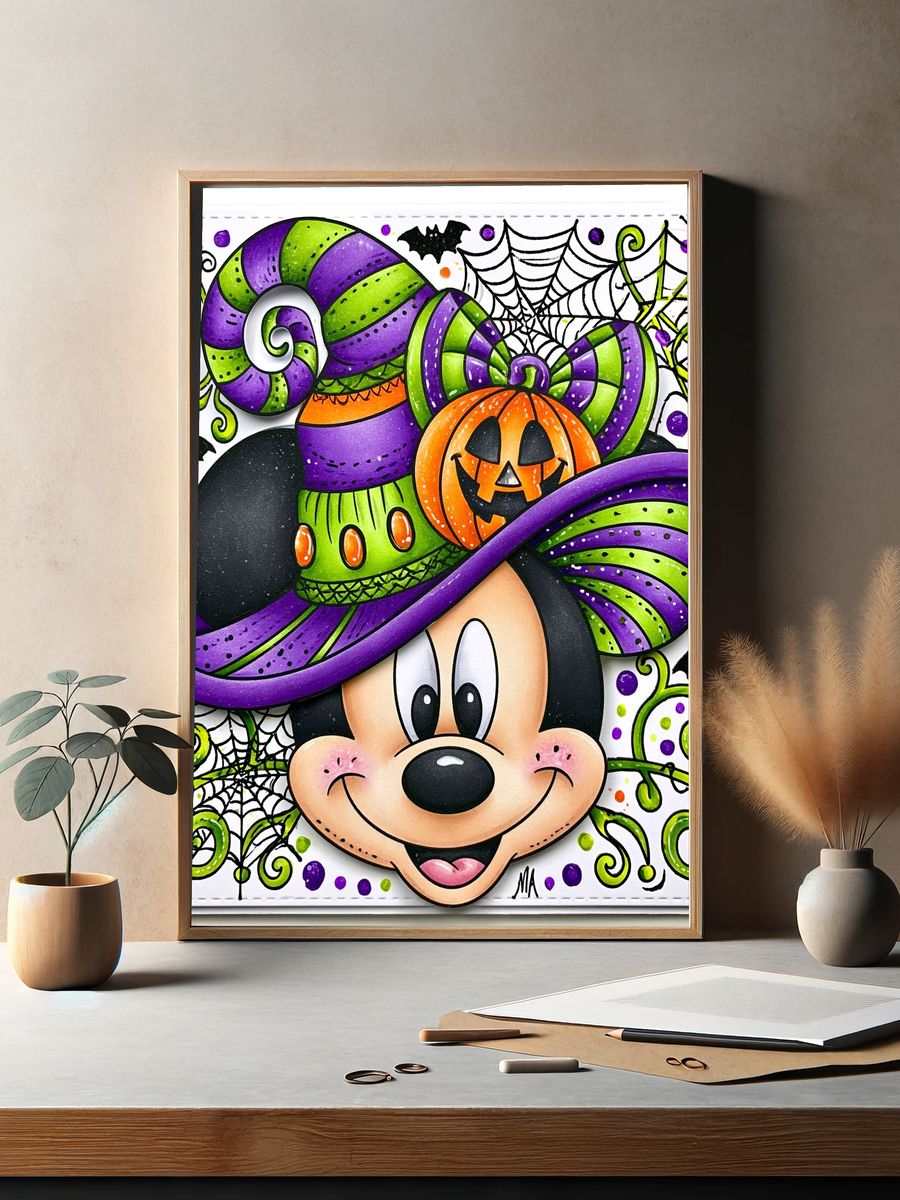 Mickey Halloween Illustration Poster. — room view 2