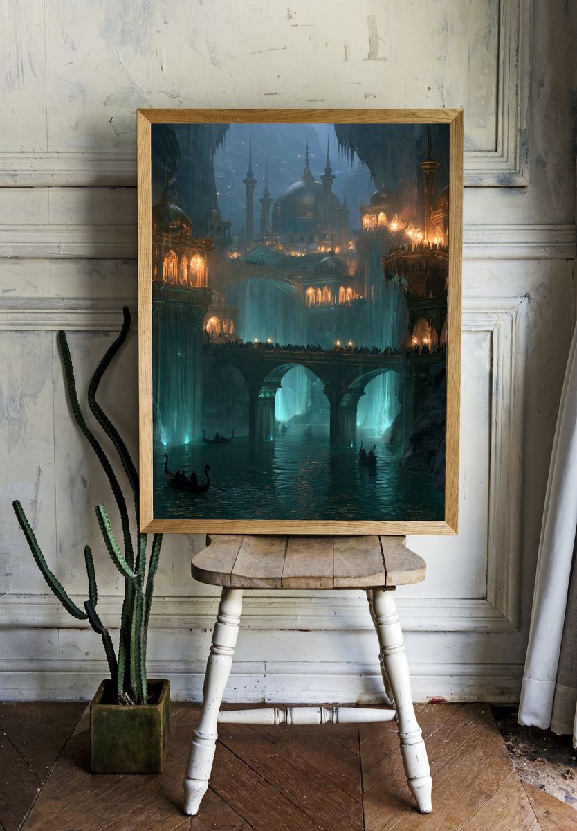Underground Palace Fantasy Print. room preview