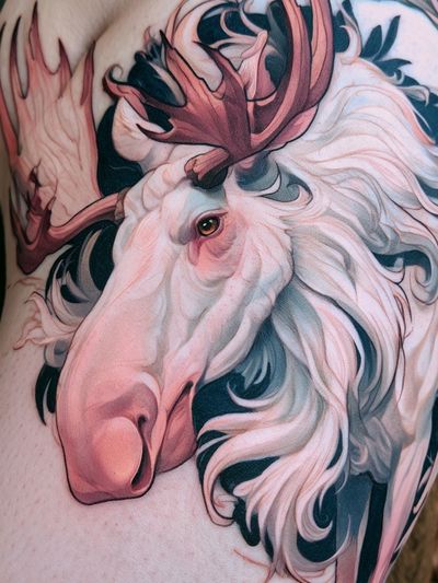 White Unicorn Tattoo Illustration Poster.