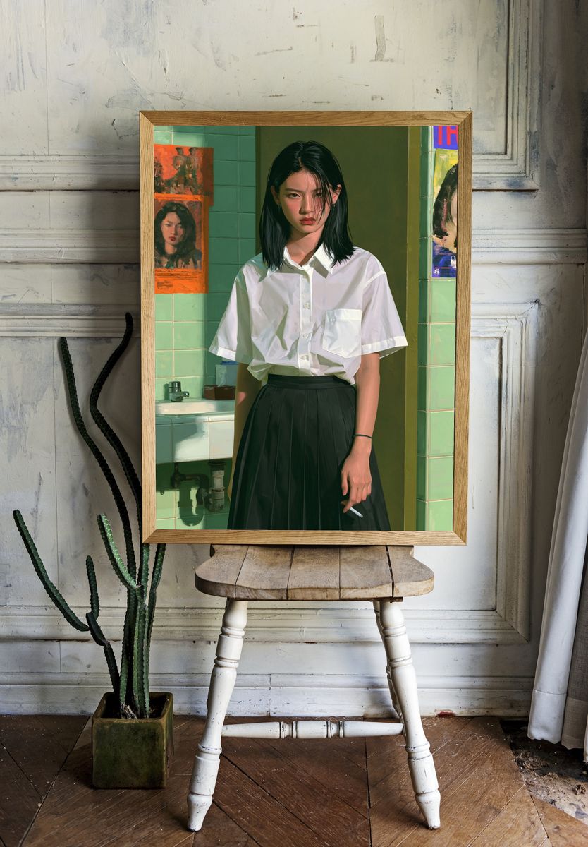 Moody Portrait Illustration Poster. room preview
