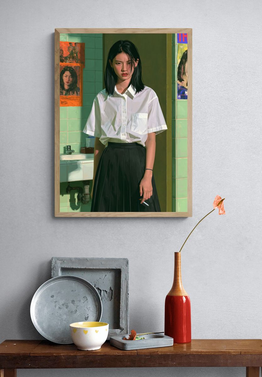 Moody Portrait Illustration Poster. — room view 3