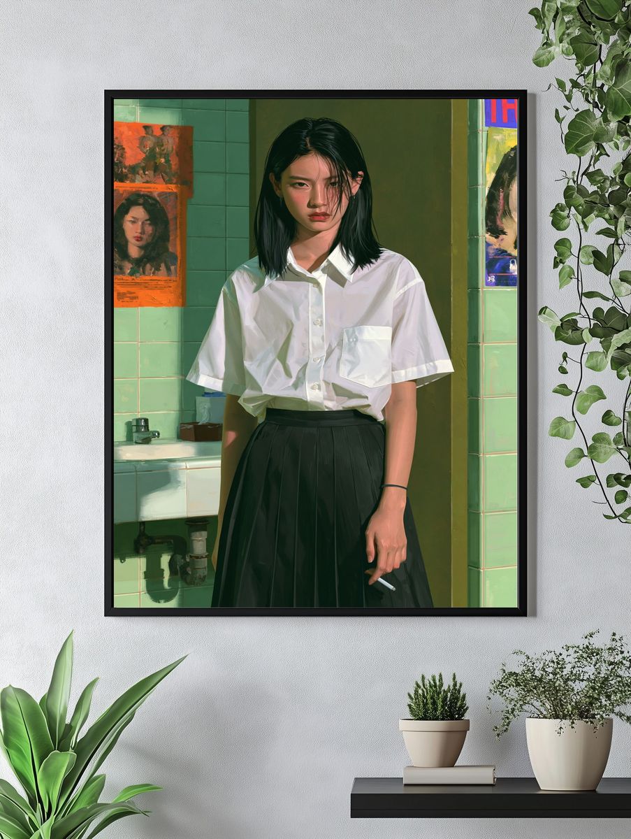 Moody Portrait Illustration Poster. — room view 4