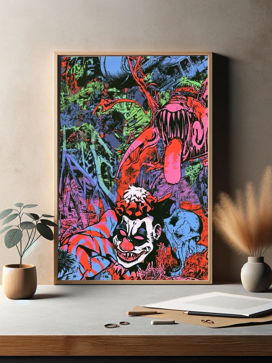 Psychedelic Horror Collage Print. — room view 2