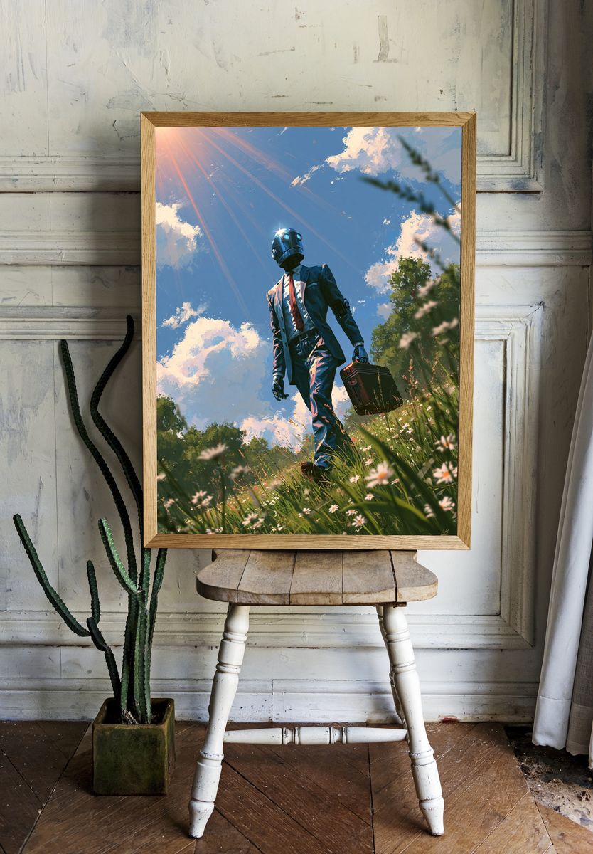 Robot in Meadow Sci-Fi Poster. room preview