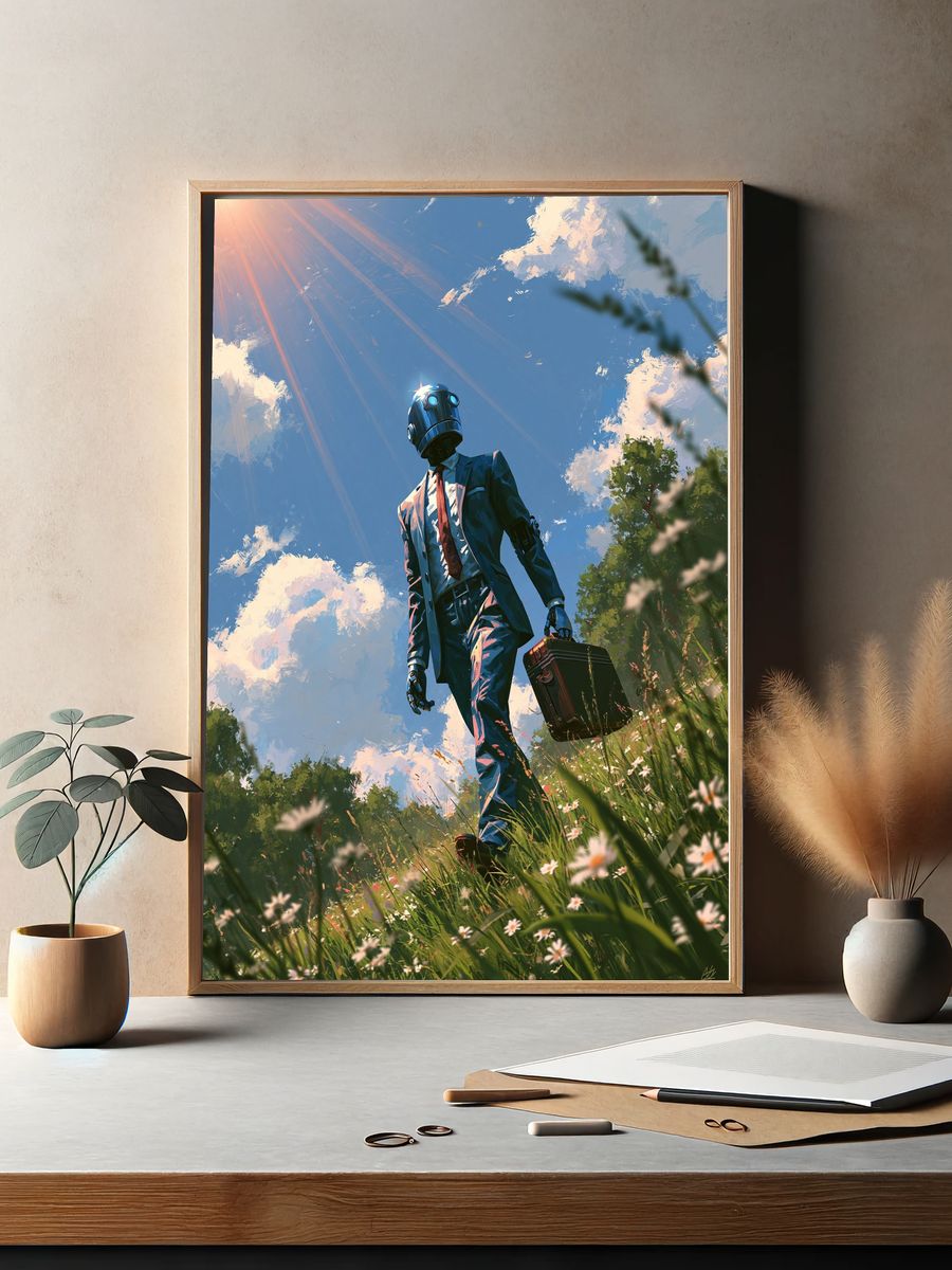 Robot in Meadow Sci-Fi Poster. — room view 2