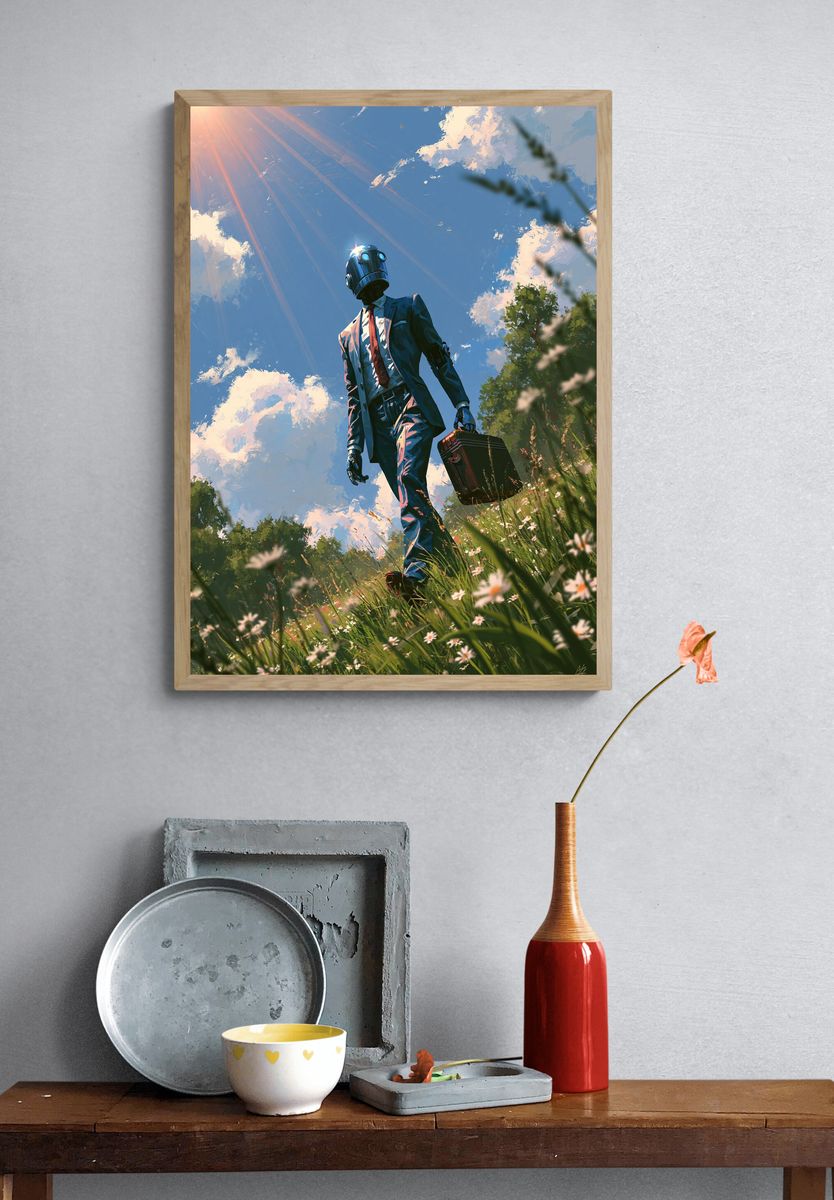 Robot in Meadow Sci-Fi Poster. — room view 3