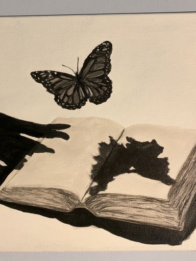 Butterfly and Open Book Illustration Poster.