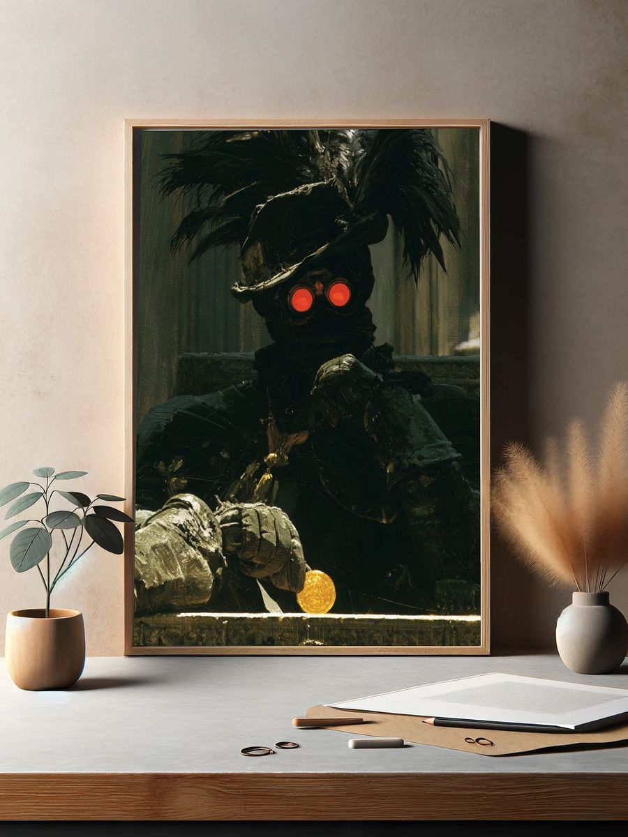 Steampunk Raven Seer Illustration Poster. — room view 2