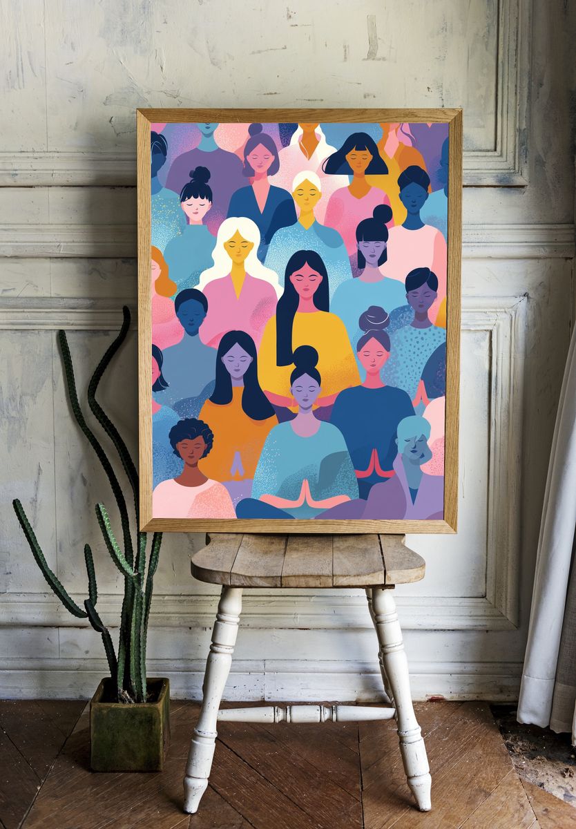 Meditation Women Illustration Poster. room preview
