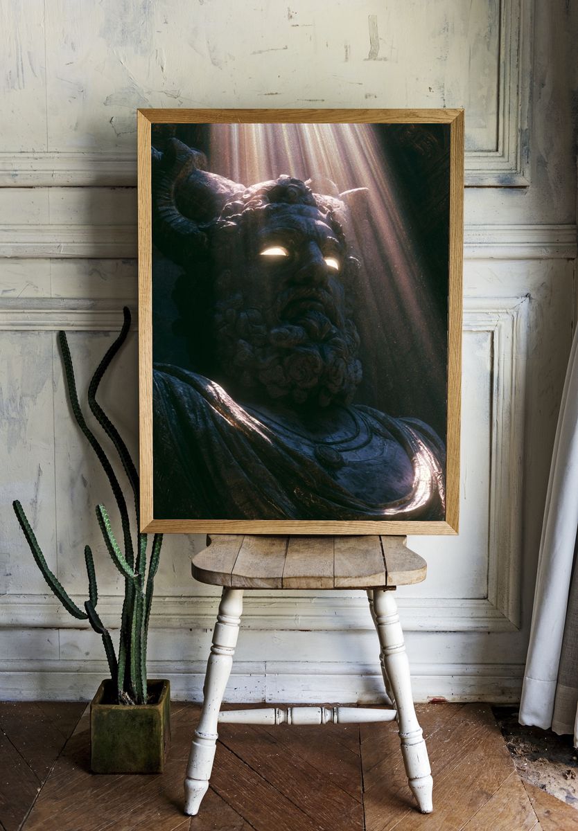 Ancient Stone Guardian Illustration Poster. room preview