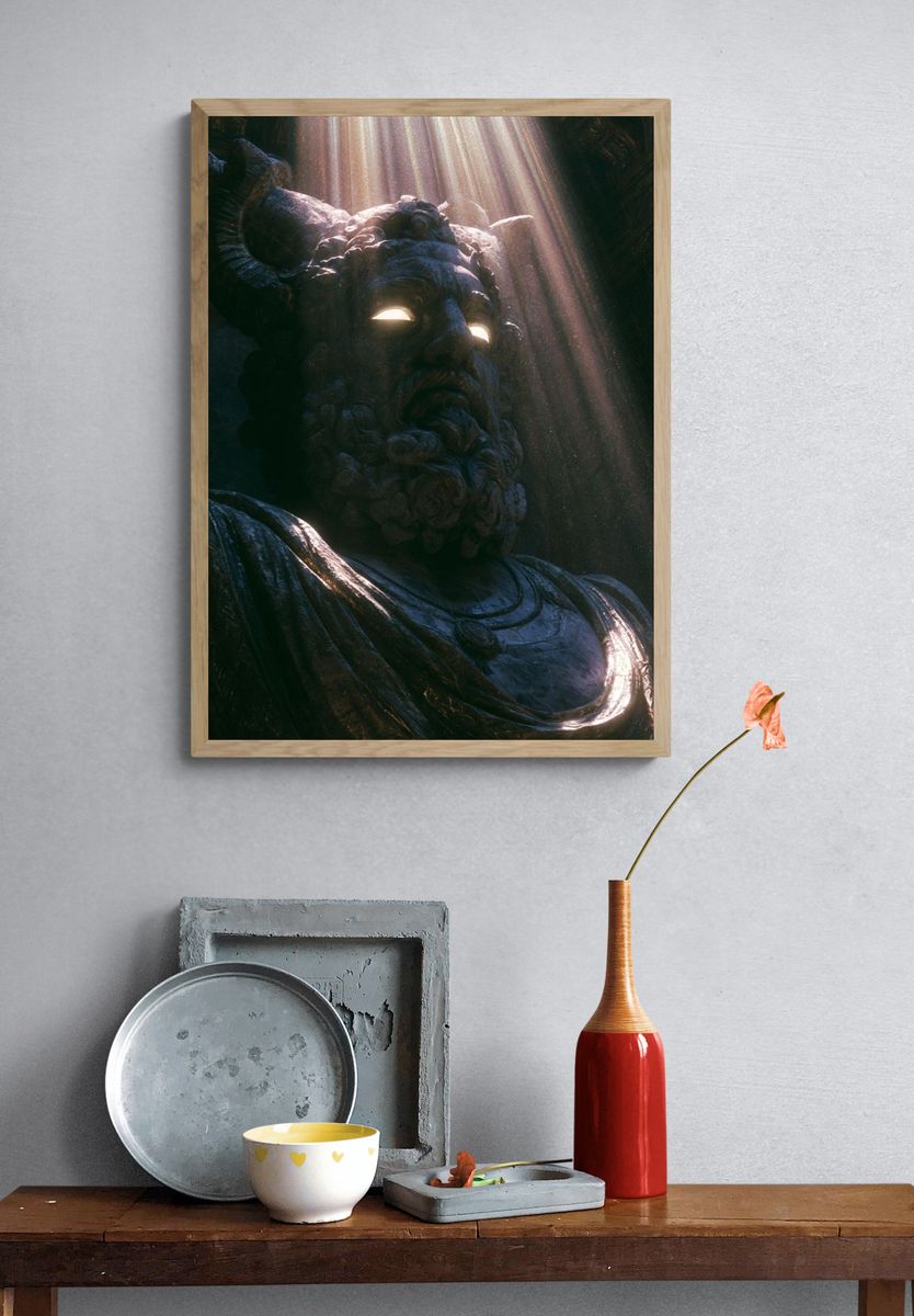 Ancient Stone Guardian Illustration Poster. — room view 3
