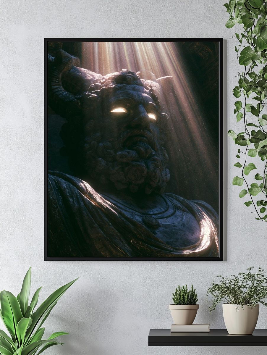Ancient Stone Guardian Illustration Poster. — room view 4