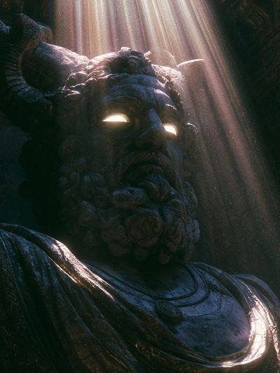 Ancient Stone Guardian Illustration Poster.