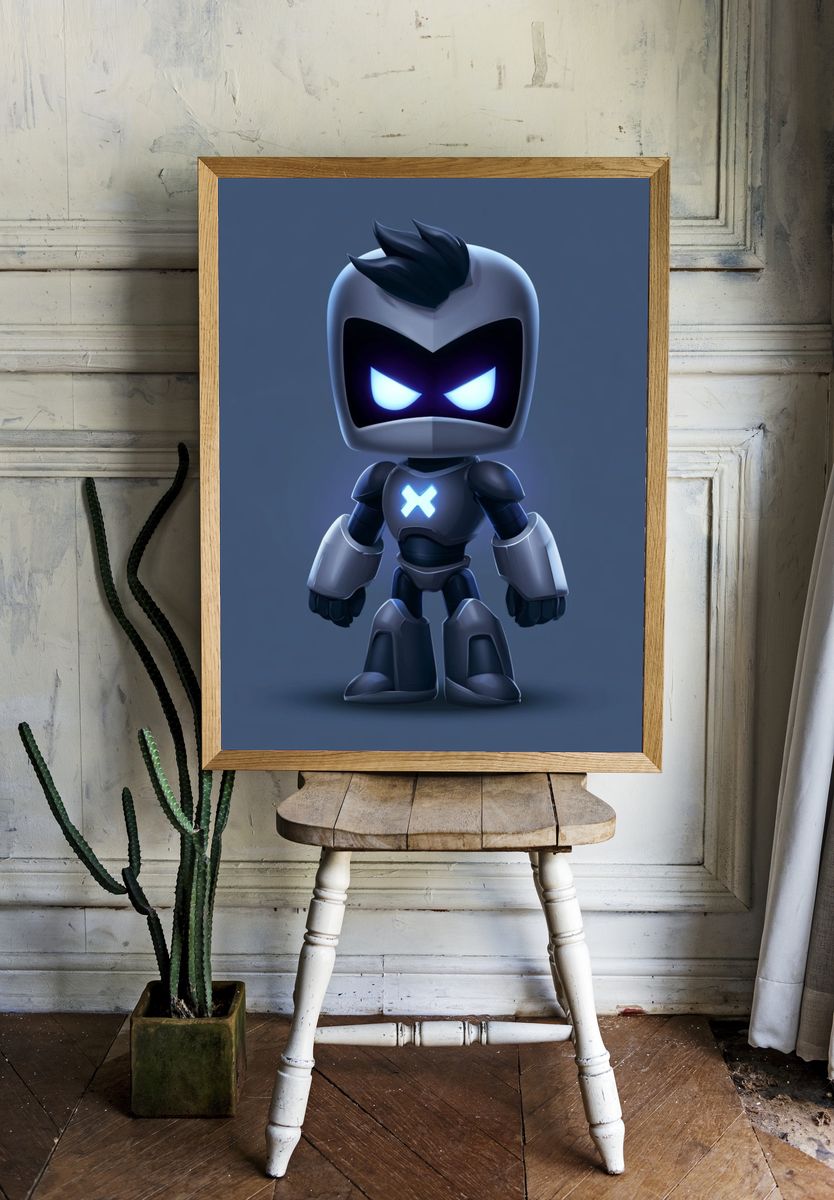 Cute Robot Character Illustration Poster. room preview