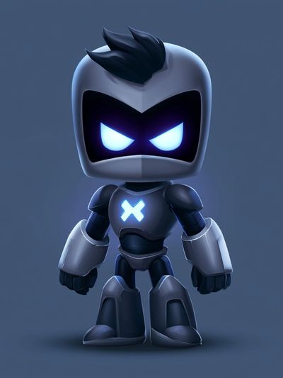 Cute Robot Character Illustration Poster.