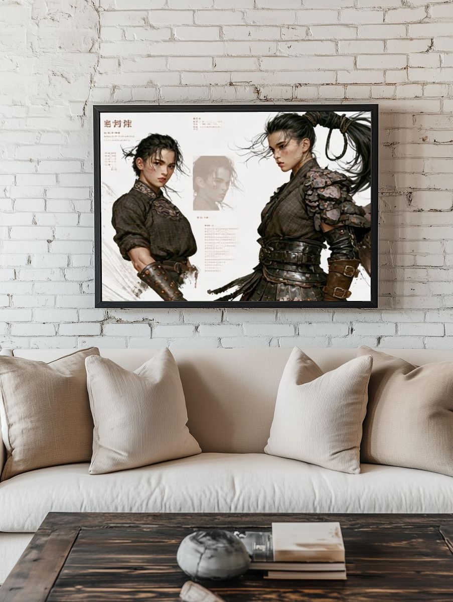 Warrior Portrait Illustration Print. — room view 1