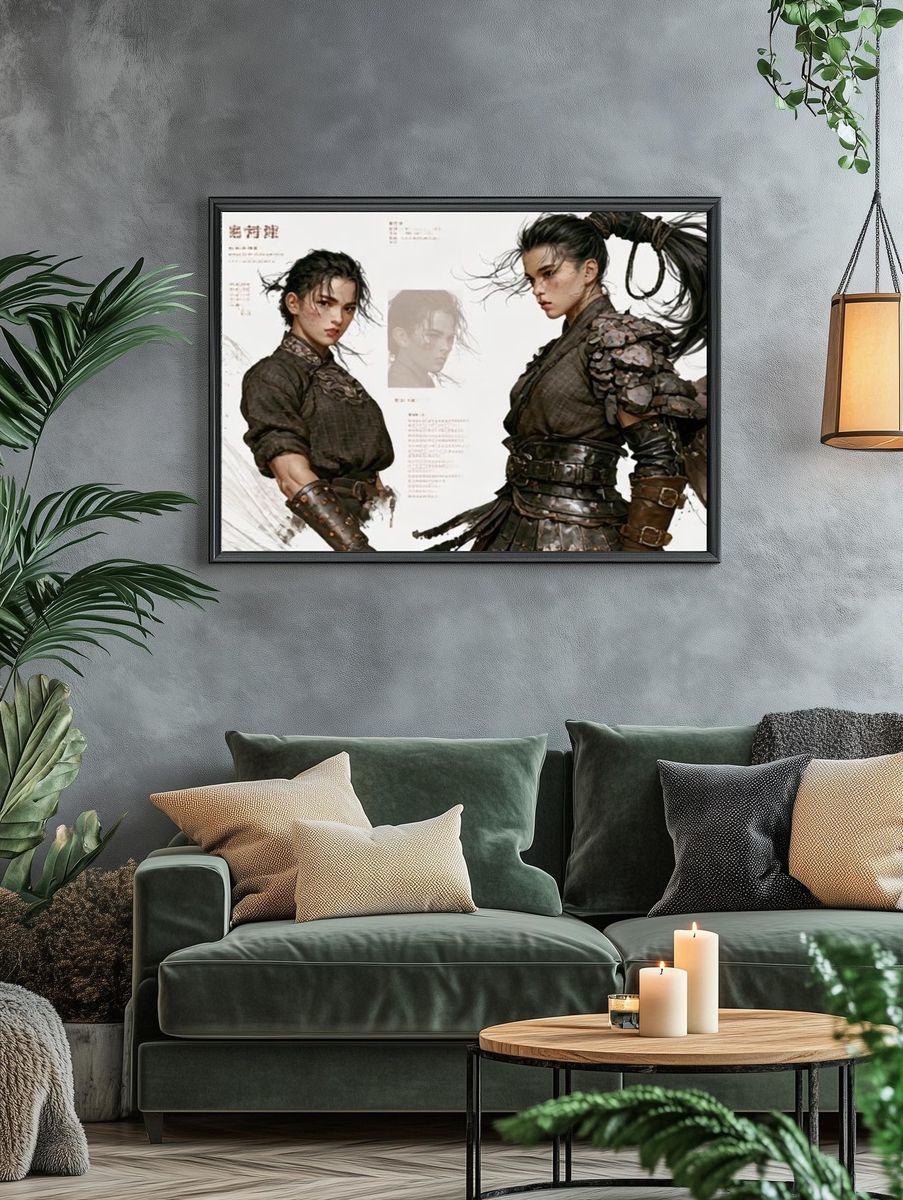 Warrior Portrait Illustration Print. — room view 4