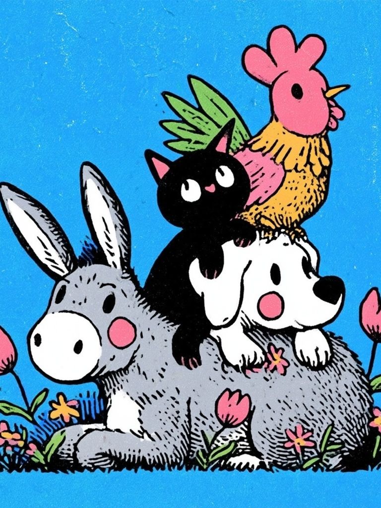 Cute Animal Stack Illustration Poster. poster — illustration art