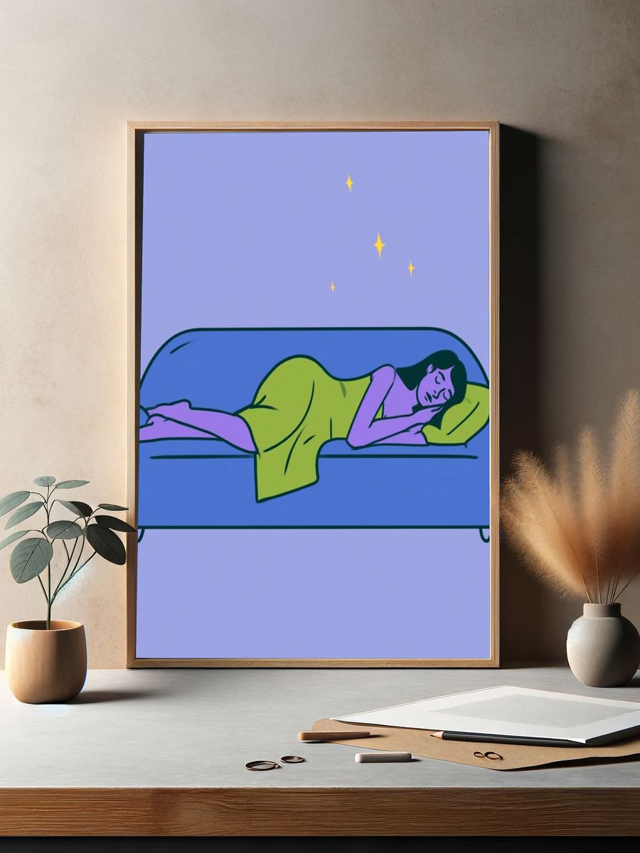 Sleeping Woman Illustration Poster. — room view 2