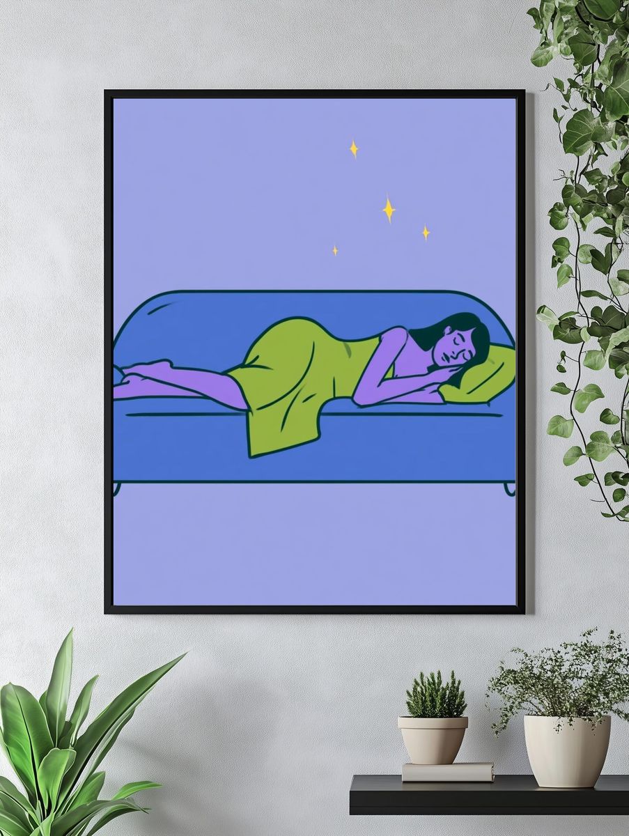 Sleeping Woman Illustration Poster. — room view 4