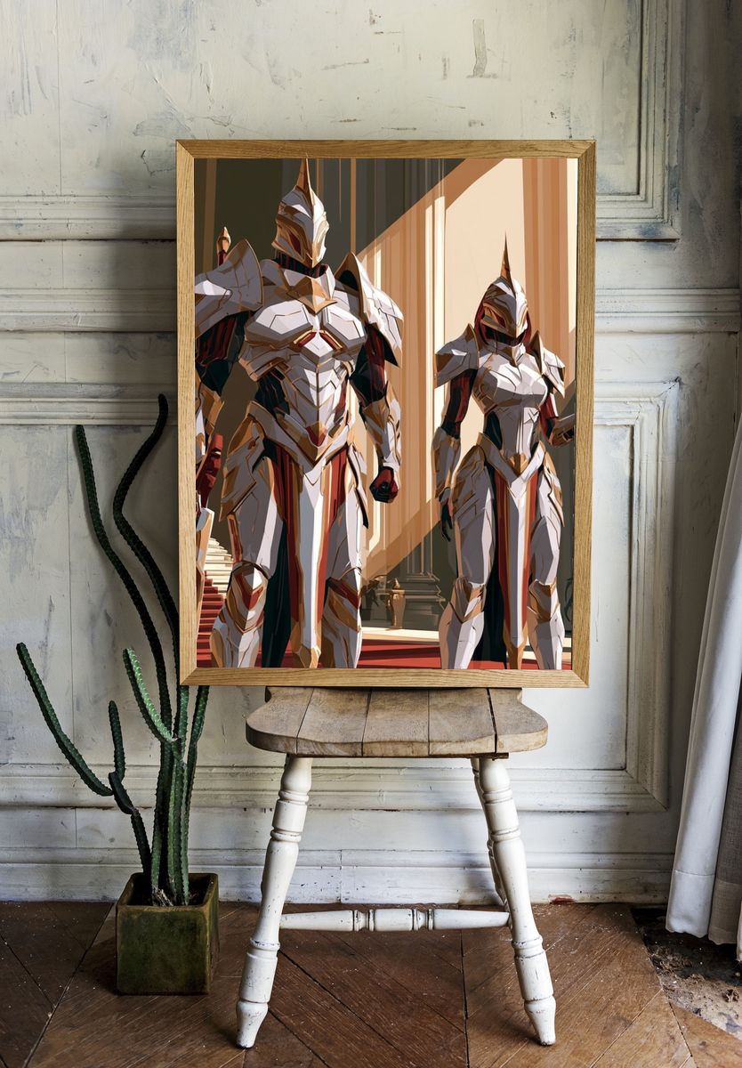 Armored Knights Digital Art Poster. — room view 1