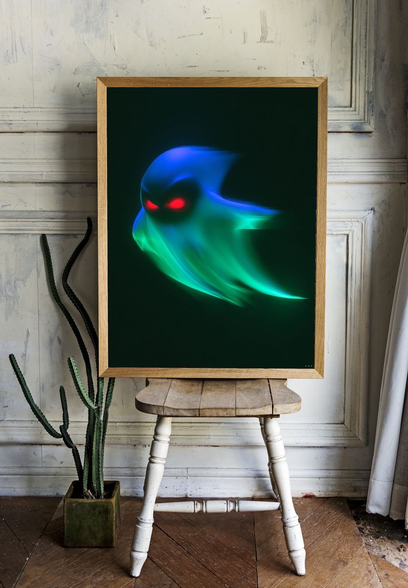 Neon Ghost Abstract Poster. — room view 1