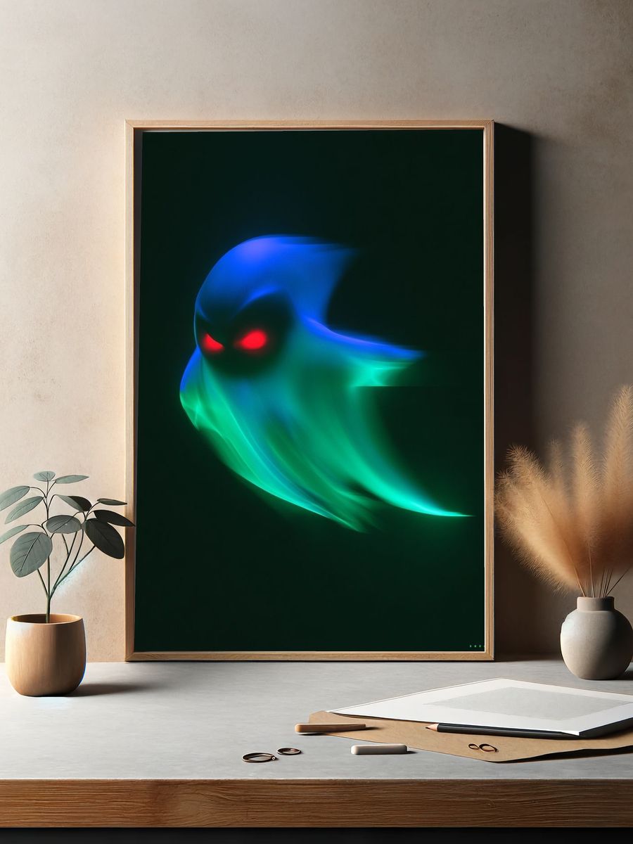 Neon Ghost Abstract Poster. — room view 2