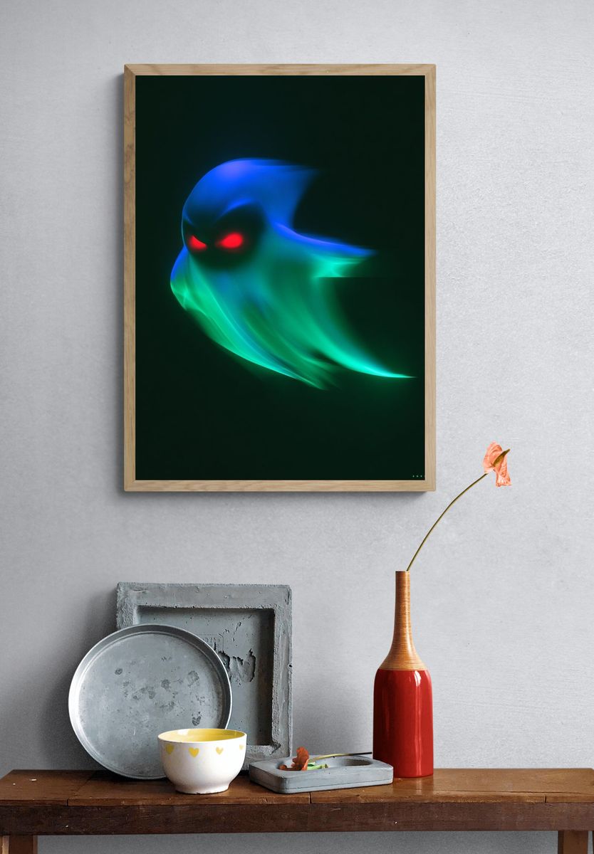 Neon Ghost Abstract Poster. — room view 3