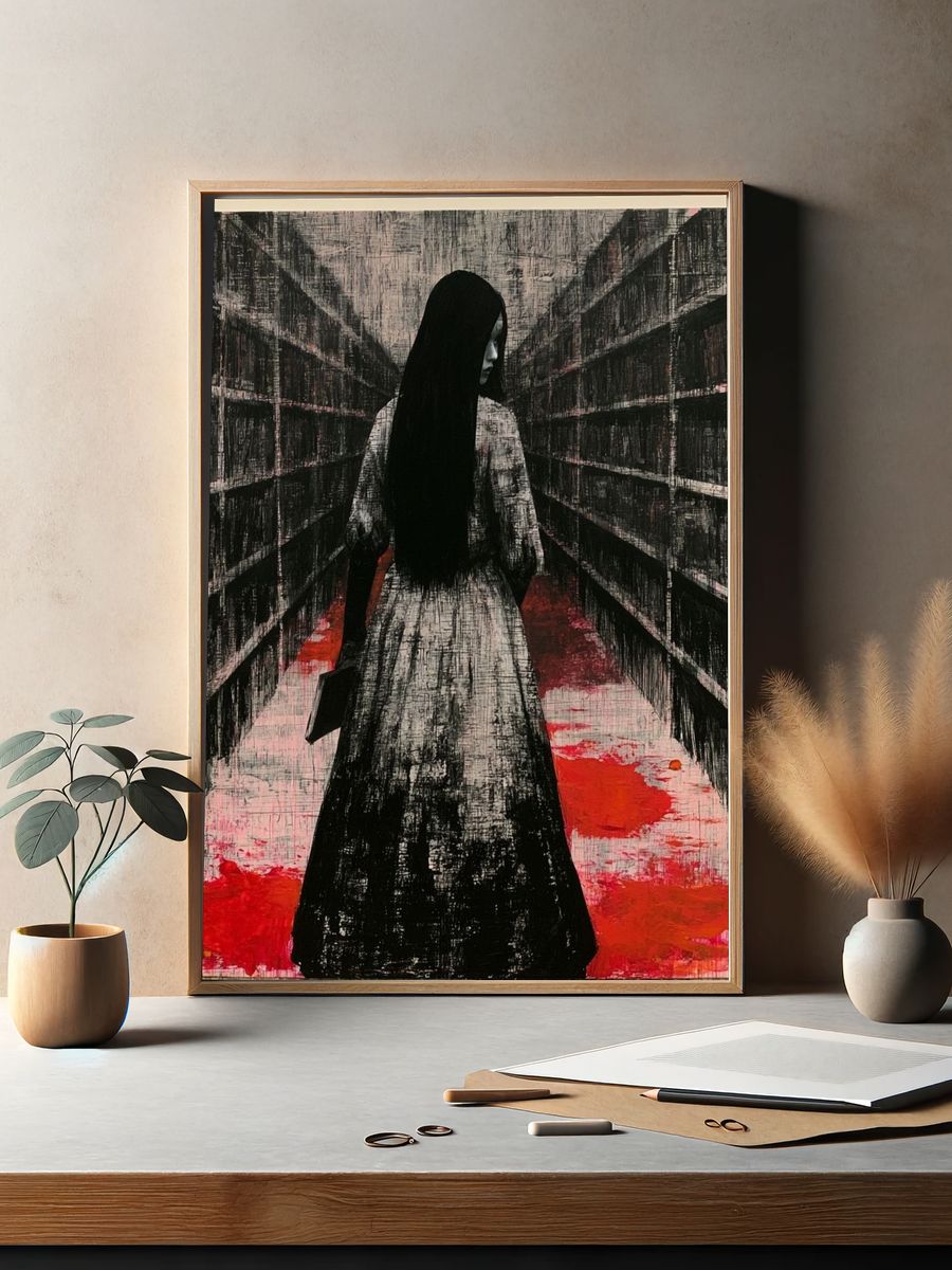 Haunted Hallway Figure Illustration Poster. — room view 2