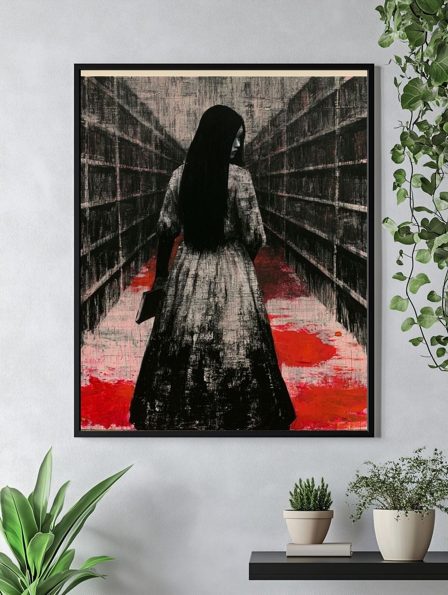 Haunted Hallway Figure Illustration Poster. — room view 4