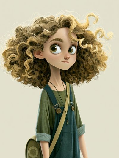 Curly Girl Character Illustration Poster. poster