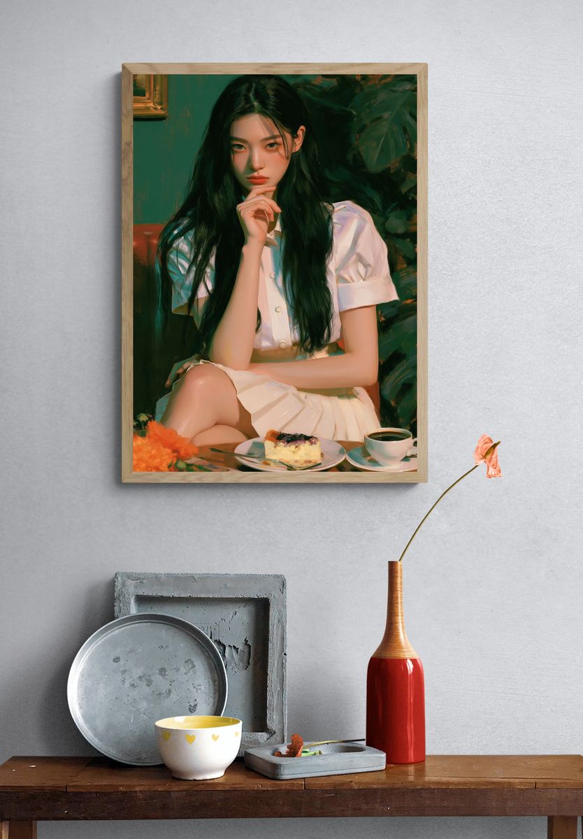 Serene Portrait Illustration Poster. — room view 3