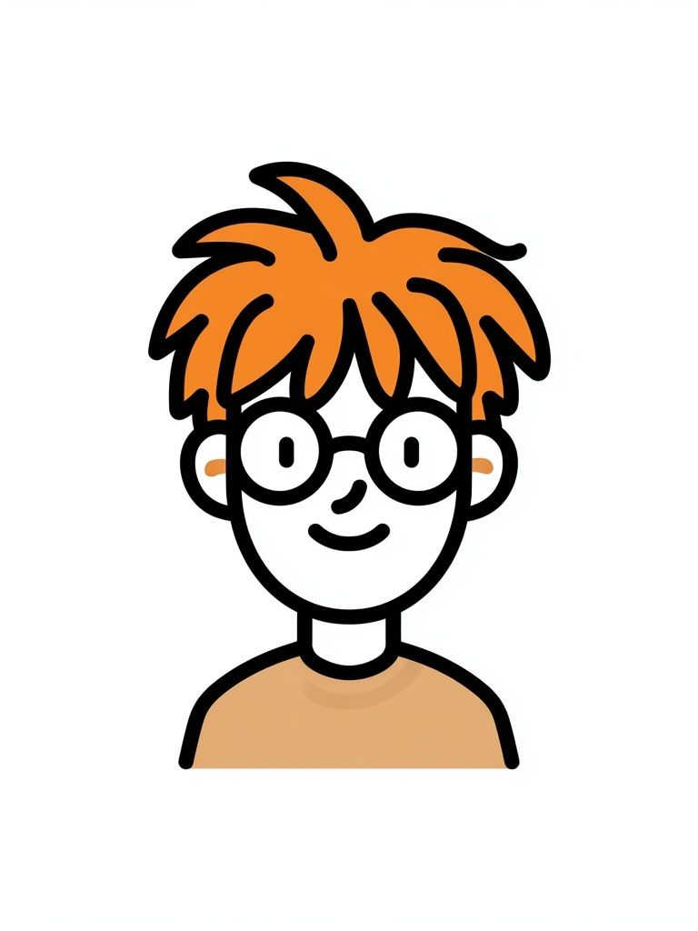 Red-Haired Cartoon Portrait Print. poster detail