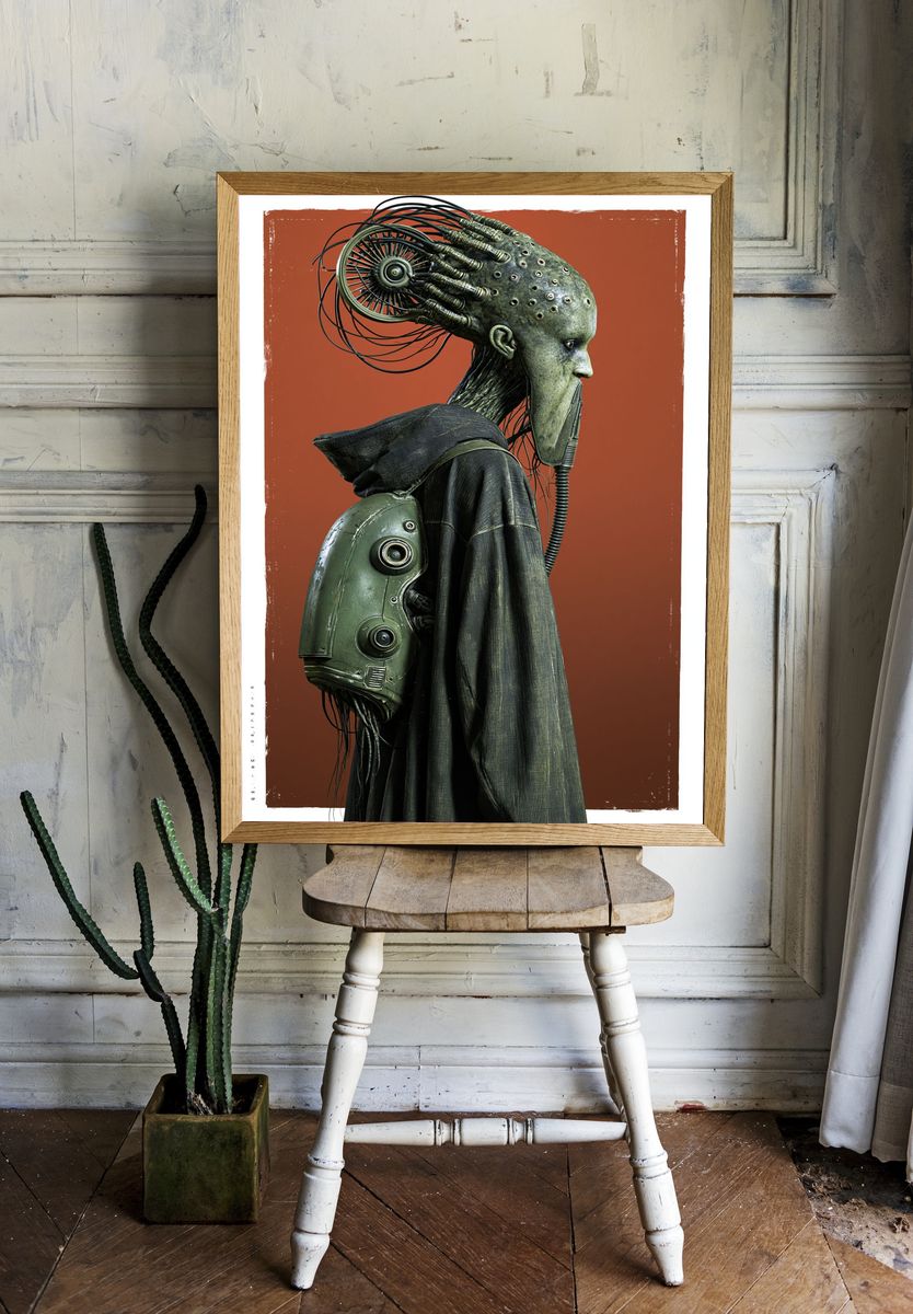Cybernetic Figure Sci-Fi Poster. — room view 1