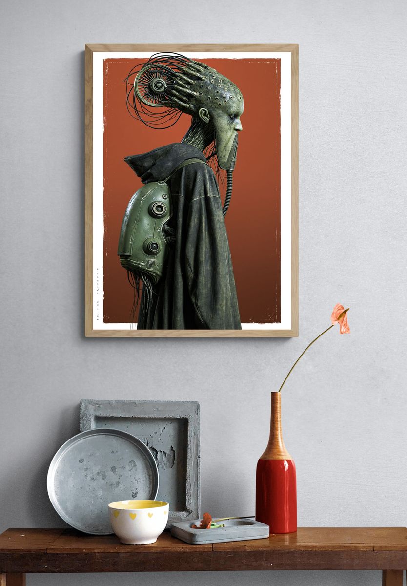 Cybernetic Figure Sci-Fi Poster. — room view 3