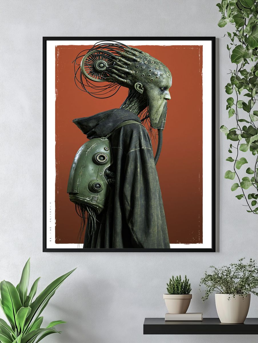Cybernetic Figure Sci-Fi Poster. — room view 4