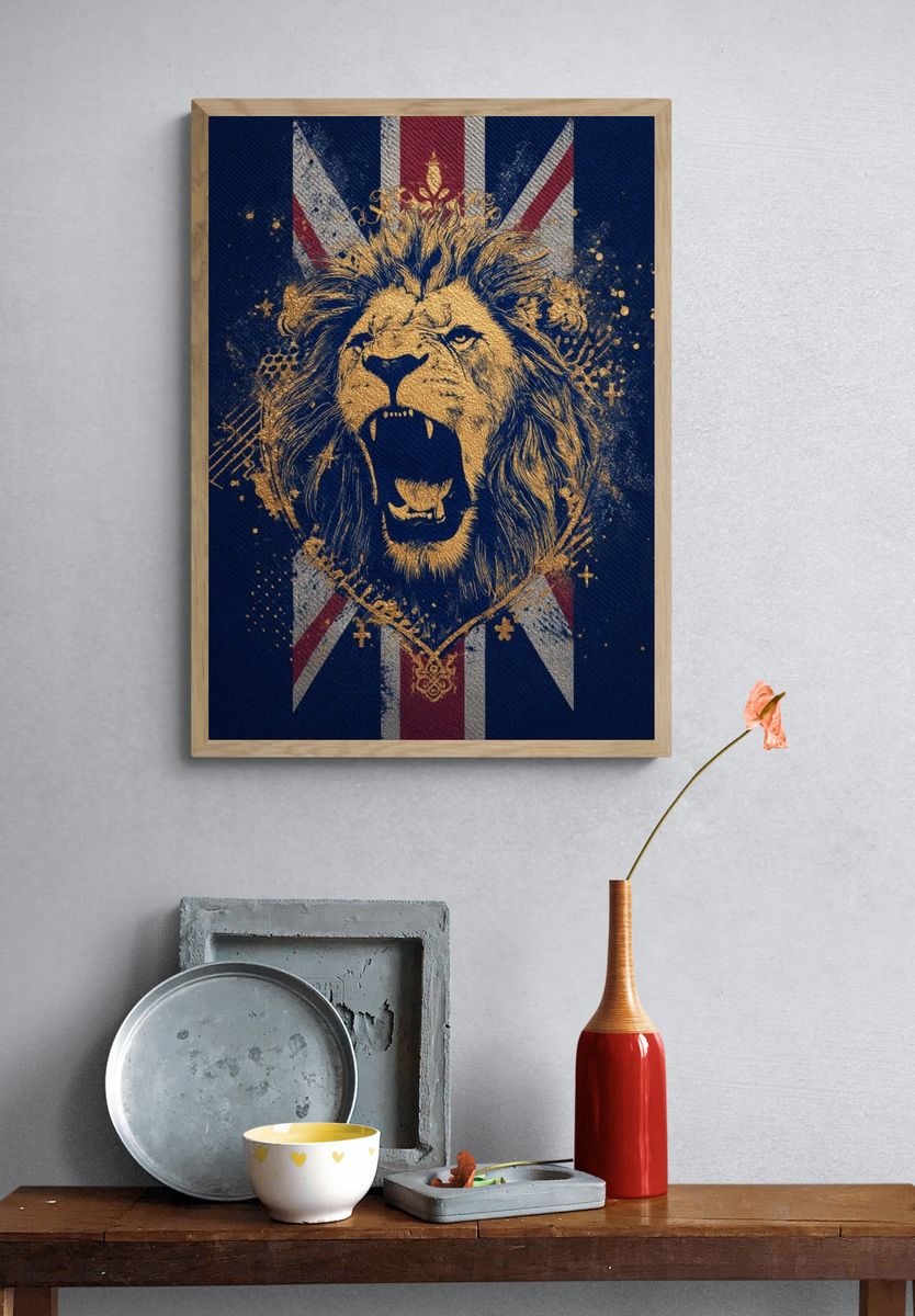 Roaring Lion Union Jack Poster. — room view 3