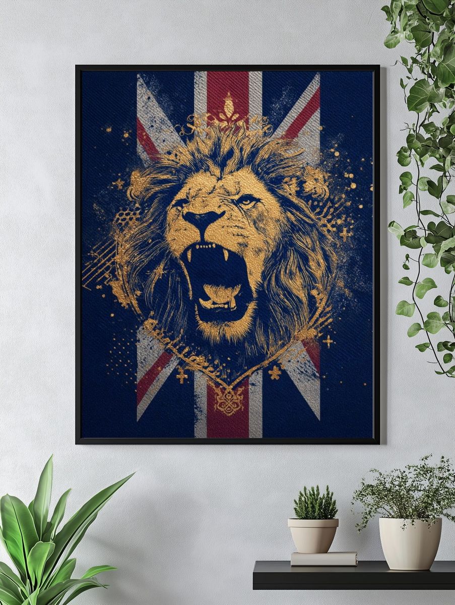 Roaring Lion Union Jack Poster. — room view 4