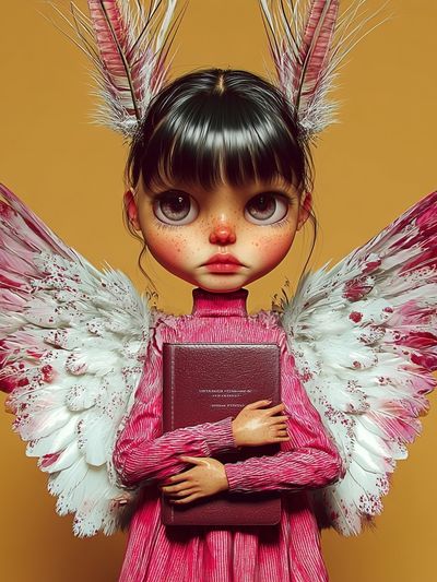 Winged Girl Portrait Illustration Poster. poster print