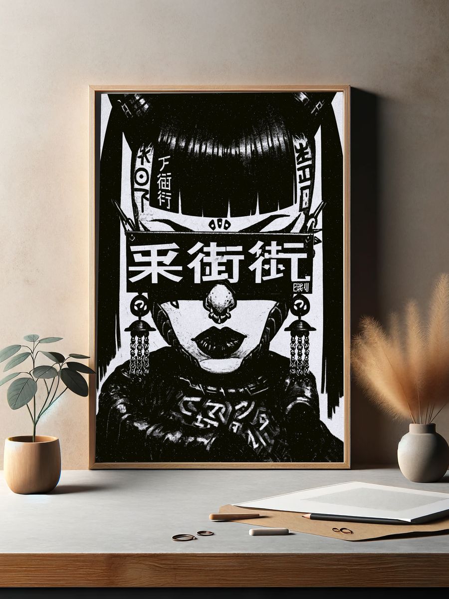 Japanese Punk Portrait Print. — room view 2