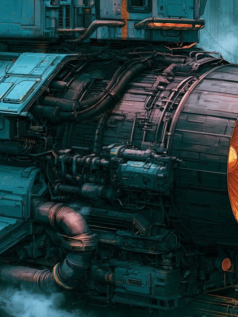 Futuristic Engine Core Illustration Poster. poster — illustration art