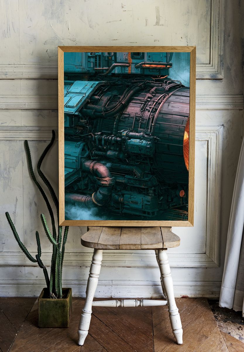 Futuristic Engine Core Illustration Poster. — room view 1