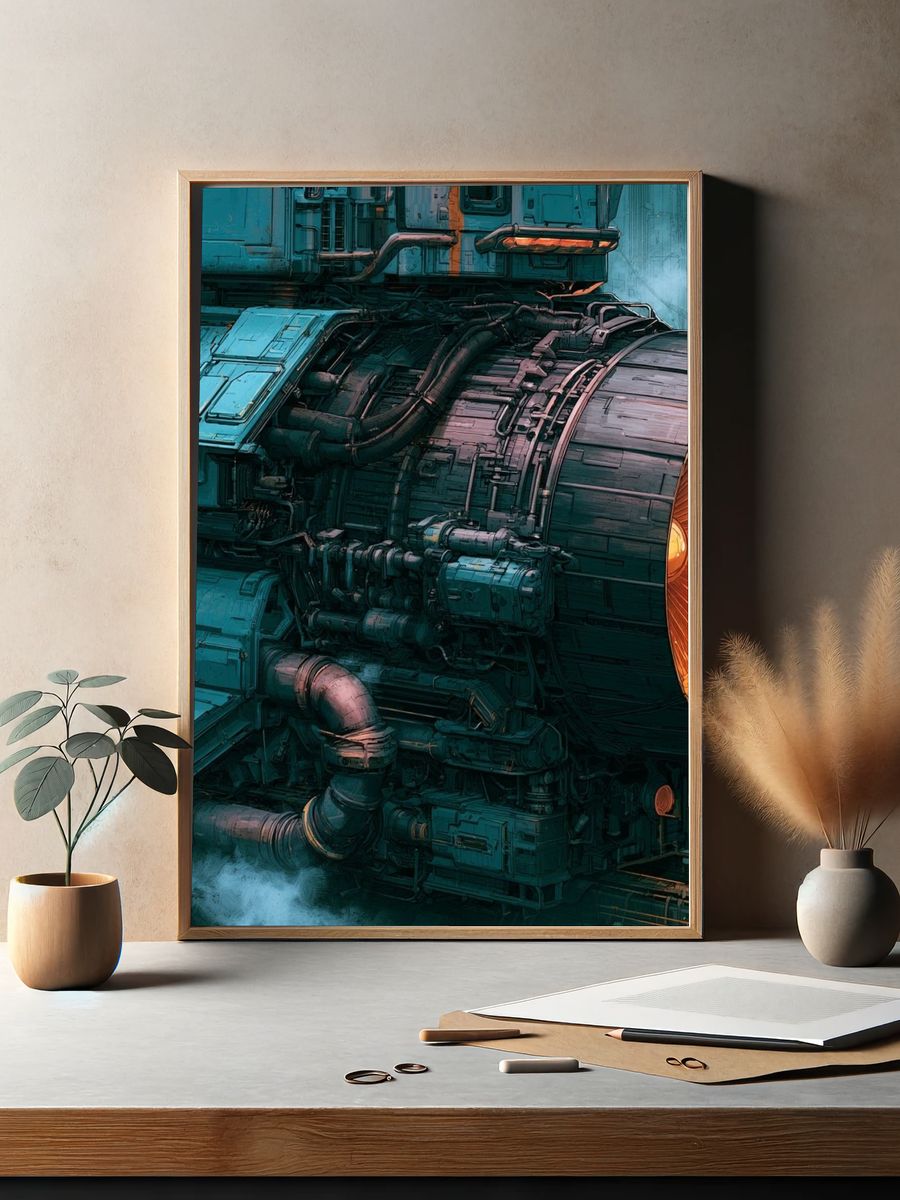 Futuristic Engine Core Illustration Poster. — room view 2
